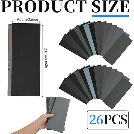 Sandpaper, Multi-Purpose Sandpaper for Metal Polishing, Wet and Dry Sandpaper for Metal Surface for Sanding Wood Plastic 9 x 3.6 Inch 60 to 10000 Grit (1/4)