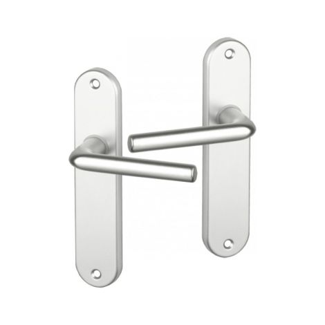 Ouvre&Déco – Ensemble de 2 poignées de porte alu argent – Plaque sans trou – Béquille fonction bec de cane – Entraxe 165mm – Épaisseur de porte 36 à 44mm
