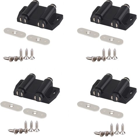 (Schwarz) 4-teiliges Schiebetür-Set für Schränke, inklusive Schrauben und Abstandshaltern, magnetische Schiebetüröffner (1/5)