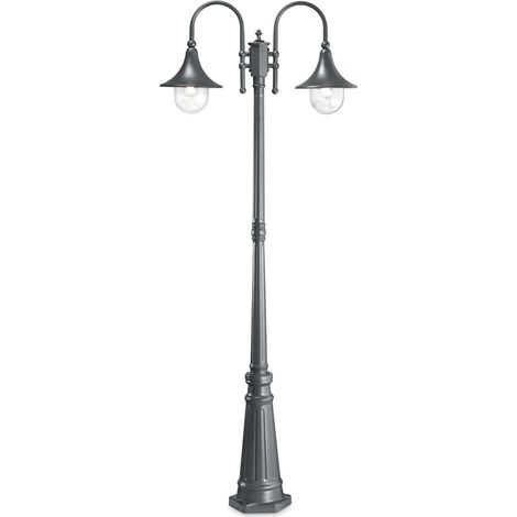 Lampione Esterno Rustico-Country Cima Alluminio Antracite 2 Luci E27 (1/2)