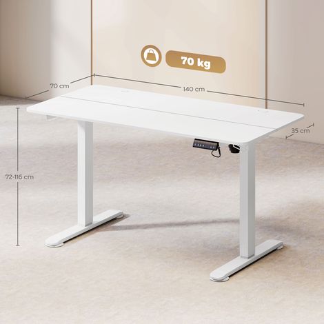 Stehpult höhenverstellbarer Computertisch Schreibtisch, 140 cm x 70 cm x 116 cm, Weiß (1/5)