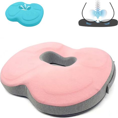 Coussin orthopédique anti-escarres donut - Soulage hémorroïdes, prostate, coccyx, sciatique et dos - Idéal bureau et maison (rose)