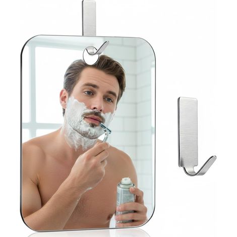 Miroir de Douche Anti-Buée pour Hommes à Suspendre Miroir pour Salle de Bain Résistant aux Chocs pour Rasage 20x25 cm avec Crochet Adhésif (1/5)