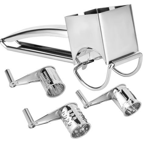 Cheese Grater Kit, Multifunctional Stainless Steel Cheese Grater, Hand-Crank Rotary Cheese Grater, Cheese Cutter and Slicer Tool (1/5)