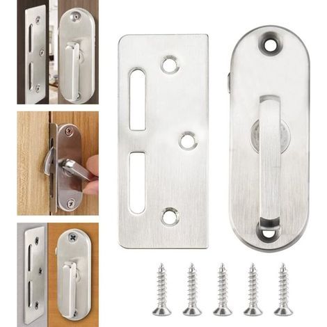Verrou Porte en Acier Inox Loquet Porte Antirouille Verrou Porte Coulissante à Visser Verrou de Sécurité Fermeture Porte Loquet Verrou Porte Garage pour Porte Grange Sécurité Garage-8531mm (1/5)