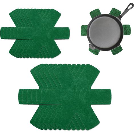 Lot de 12 séparateurs de casseroles et poêles en feutre vert foncé, anti-rayures, protection et organisation, 2 tailles