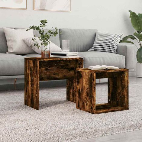 vidaXL Nesting Coffee Tables 2 pcs Smoked Oak Engineered Wood (1/5)
