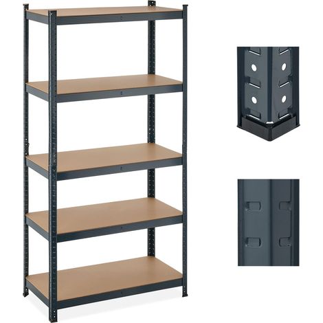 Étagère à Charge Lourde, 5 Niveaux, HLP 180x90x45 cm, supporte Jusqu’à 875 kg, Cave, Garage, métal, Anthracite (1/5)