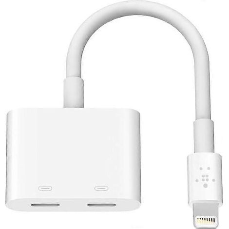 Adaptateur audio Lightning Rockstar iOS 2026 avec charge et audio - Blanc (1/5)