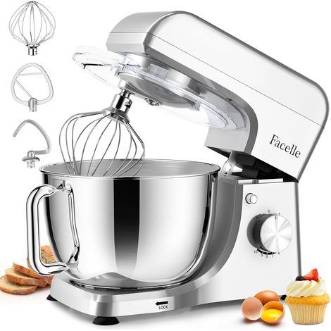 1500 W Stainless Steel Bowl 5.5 L, 10 Speeds + Pulse, Planetary Movement, Mixer with Whisk, Hook and Beater – Dishwasher Safe Accessories (1/5)