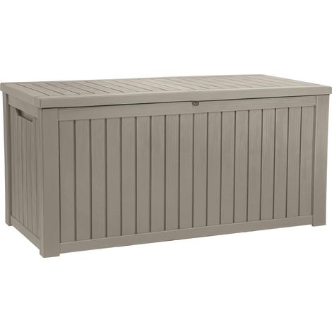 Grande boîte de rangement de jardin de 680 L avec séparateur, étanche, peut également servir de banc de rangement d'extérieur ou de table de terrasse, verrouillable, 154,5 x 72,1 x 74,1 cm (1/5)