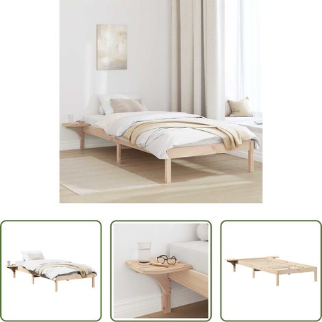 vidaXL Bois de pin massif - Cadre de lit Naturel 100 x 200 cm Pin massif (1/5)