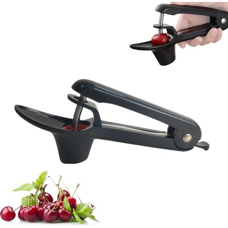 Dénoyauteur de cerises en acier inoxydable manuel pour cerises, jujube, prune, olive, 205 x 80 x 38 mm, noir (1/5)