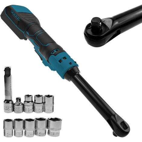 Llave de trinquete inalámbrica extendida de 3/8" para batería Makita de 18 V, cabezal extendido de 16 cm, 320 RPM, 80 Nm, juego de llaves de trinquete eléctricas con luz LED y 8 vasos. (1/5)
