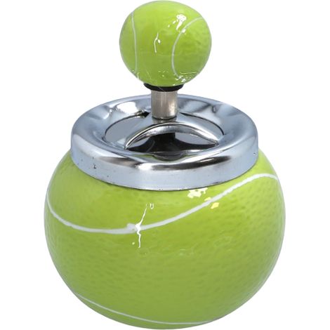 Posacenere in ceramica a forma di pallina da tennis con finitura metallica, 8 cm (1/4)