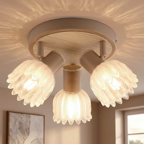 LED Deckenleuchte Deckenlampe Flurlampe Schwenkbar Beige Metall Glas H 12,5 cm (1/5)