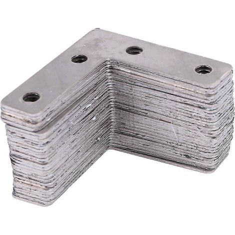 Plaques de fixation plates en forme de L, 50 mm x 50 mm x 1 mm, pour réparation et montage (lot de 30). (1/5)
