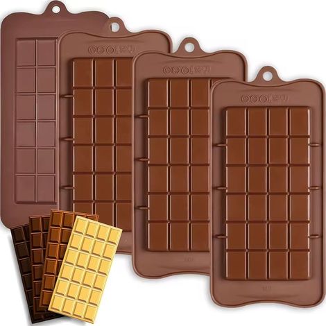 4x Silicone Chocolat Formes, Brechbare moules de chocolat de Chocolat,non-adhérent Moule de chocolat de qualité Alimentaire Bonbons Protéine Forme (1/5)