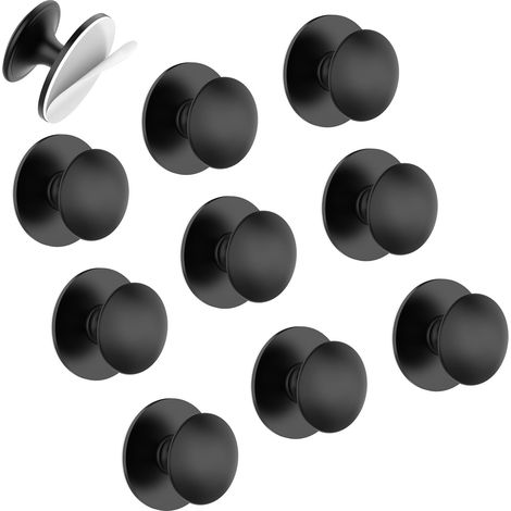 Juego de 10 pomos autoadhesivos negros para puertas, tiradores autoadhesivos para armarios de cocina, pomos adhesivos para cajones sin necesidad de taladrar para frigoríficos, cómodas, ventanas y acer (1/5)