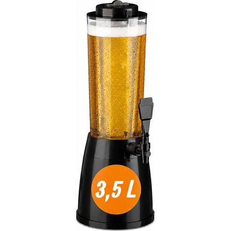 Relaxdays Biersäule mit Zapfhahn, 2,5 l, Getränkespender mit Kühlung, Biertower Garten, Zapfsäule, transparent/schwarz (1/5)