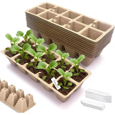 Biodegradable Fiber Seedling Pot, Seed Starter Trays Fiber Seed Pots with Hole in Bottom Suitable for All Seeds, Seedlings, Fruits and Vegetables (Brown, Style 1) (1/5)