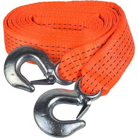 Geko G02391 - Corda di traino per auto (5 m, 5 m, 50 mm, con moschettone), multicolore