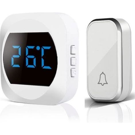 Waterproof Wireless Outdoor Doorbell - IP44 Waterproof, Temperature Display, 150M Range, 38 Melodies, 4 Volume Levels (1/4)