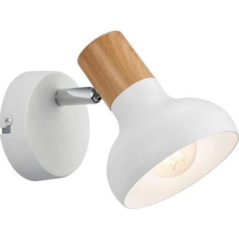 Applique murale Latika R81521031, métal blanc mat, bois synthétique, excl. 1x E14 (1/5)
