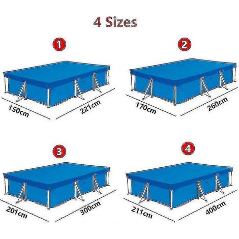 Couverture rectangulaire pour piscine hors-sol gonflable familiale, 260 x 160 cm, imperméable et résistante à la poussière. (1/2)