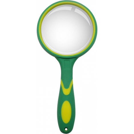 Loupe de poche 10x (jaune-vert) avec trou de suspension, pour enfants et personnes âgées, en caoutchouc coloré. (1/5)