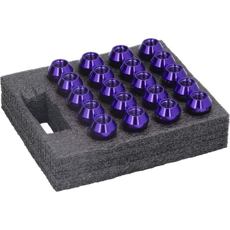 Lot de 20 écrous de roue M12x1,5 avec douille pour clé, haute dureté, de remplacement pour Ford Focus (violet). (1/5)