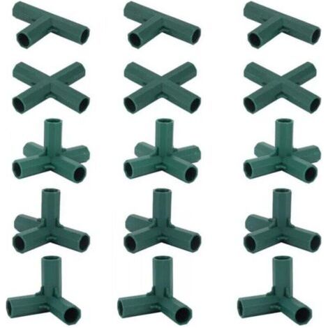 Lot de 15 Connecteurs De Cadre De Serre, Connecteurs d'angle pour Cadre De Jardin Tige d'hélice de 16 mm 5 Types de Support Stable Robuste pour Serre (1/4)
