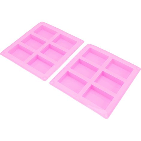 Rosa Silikonform (2er-Set) mit 6 Fächern, hitzebeständig, flexibel und wiederverwendbar, ideal zur Herstellung von Seifen, Kuchen und Muffins. (1/5)