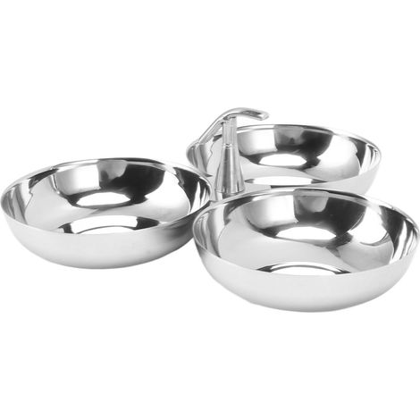 Assiette à collation en acier inoxydable 304, Durable, facile à nettoyer, 3 en 1, fruits sûrs pour Type de bonbons aux noix (1/5)