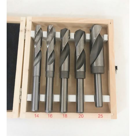 PUNTE TRAPANO 5 PZ PER FERRO HSS 14 25 MM RIDOTTE METALLO ACCIAIO CASSETTA SK