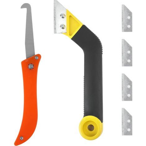 6 Grattoir à Joint Carrelage avec 4 Lames de Rechange et 1 Scie Coudée, Outil Retrait de Joints Carrelage Grattoirs Rasoir Nettoyage pour Carrelage (1/5)