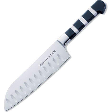 Dick Santoku Küchenmesser 1905 Messer Klinge 18 cm, keilfrmiger Kullenschliff (1/5)