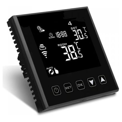 Termostato Wi-Fi Con Touch Nero 220V Compatibile Con Alexa Google Home Per Caldaia A Gas Murale Da Parete Riscaldamento Termosifone Ad Acqua