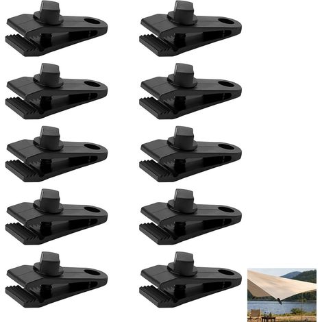 Clip de Bâche Tente Pince, 10 Pièces Attaches pour Bâche Anti Vents avec Verrouillage Pinces Crocodile Léger pour Camping, Clip de fixation robuste Multifonction, pour bâches, auvents, tentes (1/5)