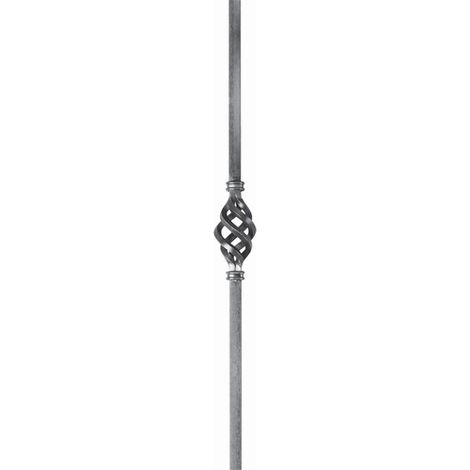 Poteau avec torsade centrale - Hauteur 1000mm base carré de 25mm - Fer forgé - À souder - DECO FER FORGE (1/5)
