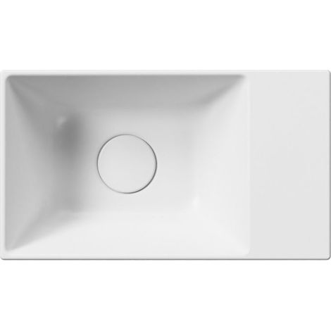 Lavabo en céramique KUBE X 40x23cm, sans trou pour robinetterie, droite/gauche, blanc mat (1/3)