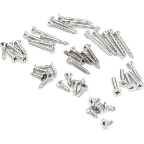 45 vis autotaraudeuses en acier inoxydable 304, tête fraisée cruciforme M6, longueurs multiples (1/5)