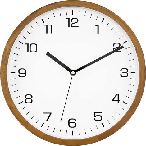 30 cm Horloge Murale Bois- Silencieux sans Tic-Tac - Horloge à Quartz Alimentée par Pile - Chiffres Faciles à Lire - pour Cuisine, Salon, Chambre à Coucher, Bureau à Domicile (1/5)