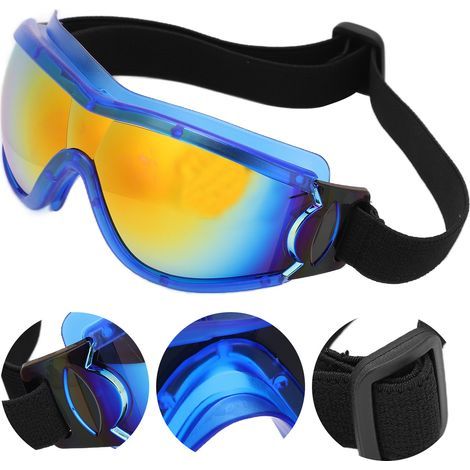 Spritzwassergeschützte und UV-schützende Kinderschutzbrille mit Aufbewahrungsetui. Blaues Gestell, rote Gläser. (1/5)