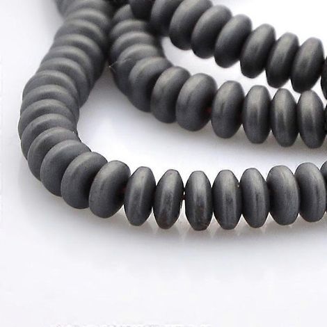 Perles rondelles d'hématite électroplaquées, non magnétiques, finition mate, plaquées platine, 4 x 2 mm, trou : 1 mm, 200 à 210 perles par fil, longueur 39,4 cm (15,5 pouces). (1/2)
