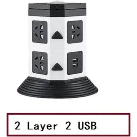 Prise à 2 couches de 1,8 m avec double rallonge de veilleuse USB protection contre les surcharges prise poreuse