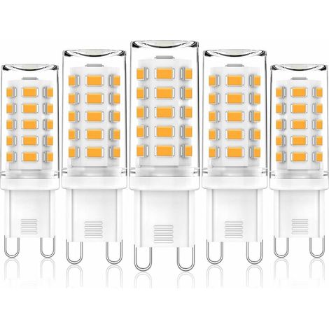 Lampadina LED G9 bianco caldo, lampadina LED G9 da 3 W equivalente a lampadine alogene da 28 W, 33 W e 40 W, CA 220 V-240 V, senza sfarfallio, confezione da 5, [classe energetica A+]