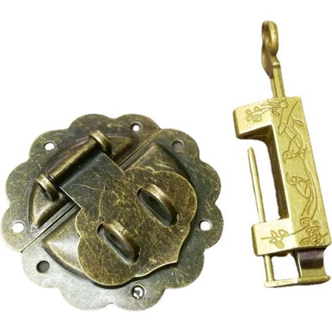 1 cadenas à boucle - Cadenas vintage en alliage, style rétro, mini, avec vis et clé, idéal pour boîte à bijoux, tiroir ou armoire en bois.