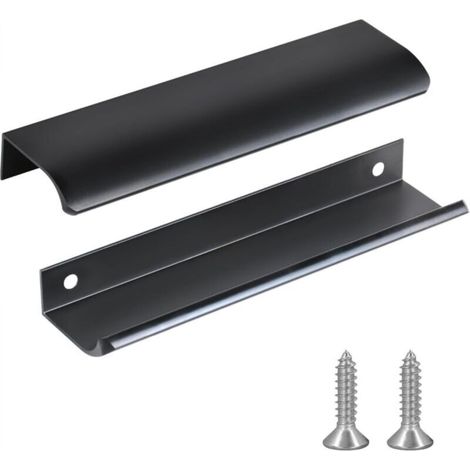 Set mit 2 schwarzen Küchenschrankgriffen aus Aluminiumlegierung, Lochabstand: 256 mm, inklusive Schrauben