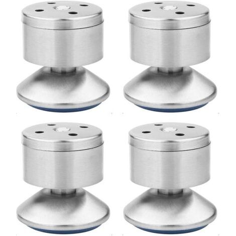 Pieds Nivellement Réglables Acier Inoxydable Pieds Canapé Réglables Multifonction Métal Tapis en Caoutchouc, Facile à Installer, Convient Tables, Armoires, Canapés, Lits Etc—4 Pièces (Argent)- (1/5)